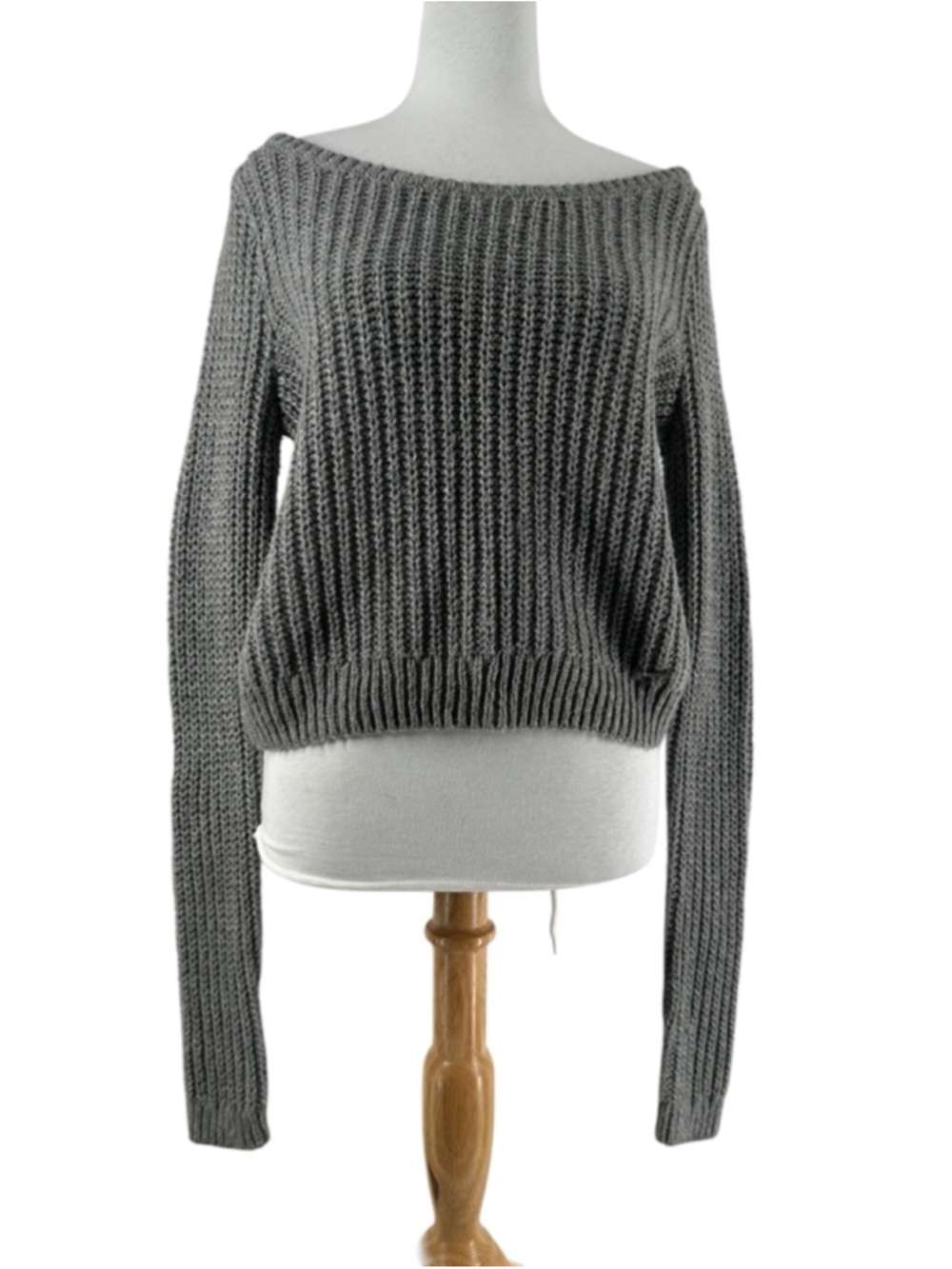 Abercrombie & Fitch Open Knit Sweater off the shoulder light weight y2k sz M - Picture 2 of 8